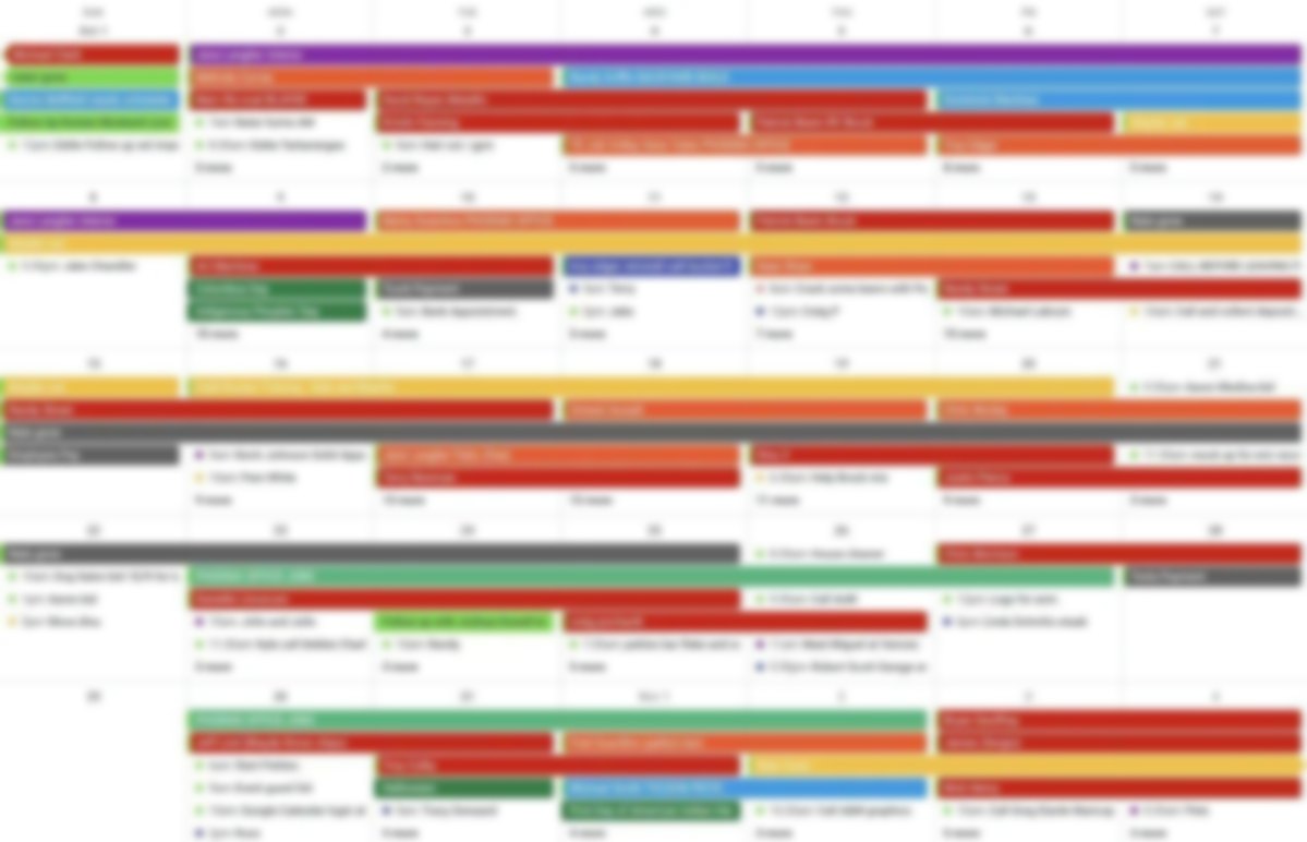 A packed calendar of booked estimates